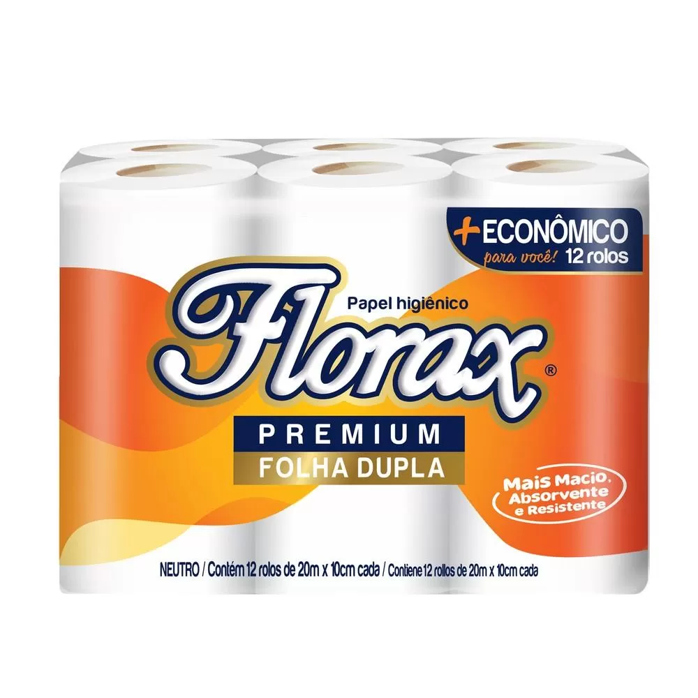 Papel Higíenico Florax 20M X 12Un Neutro Folha Dupla